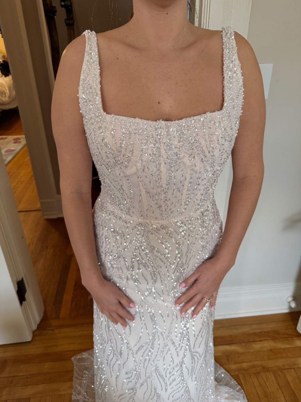 Beaded Pranovias champagne Gown